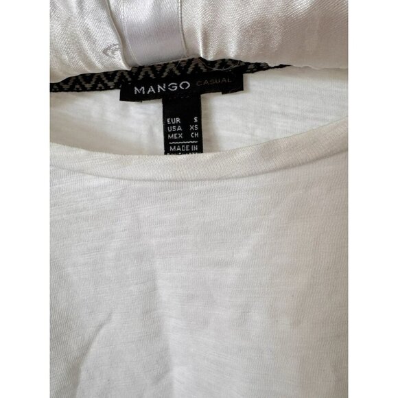 Mango Womens Size Small Textured Thread White Long Sleeve Top T Shirt - Picture 4 of 5